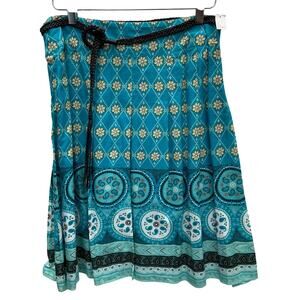 Kim Rogers Signature Blue Plaid Pleated Skirt With Belt Size Medium